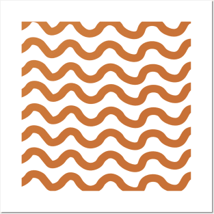 Brown horizontal wavy lines pattern Posters and Art